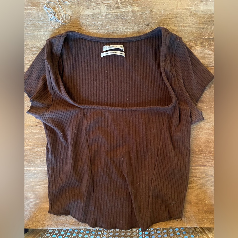 Urban outfitters brown square neck t shirt
